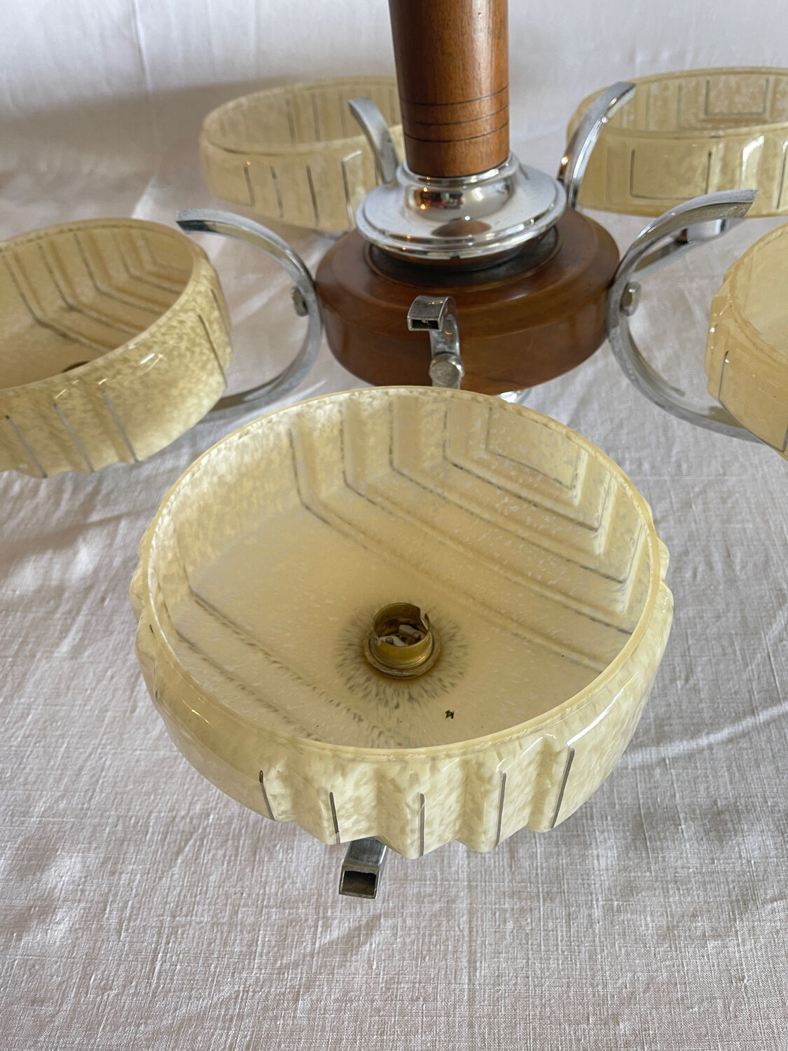 Art deco chandelier 5 branches circa 1940