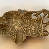 Ashtray glass blowers gargoyle in brass