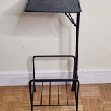 Perforated metal telephone holder console from the 1950s, 65 cm