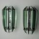 Pair of veca bicolor wall lamps, green murano glass, italy 1970