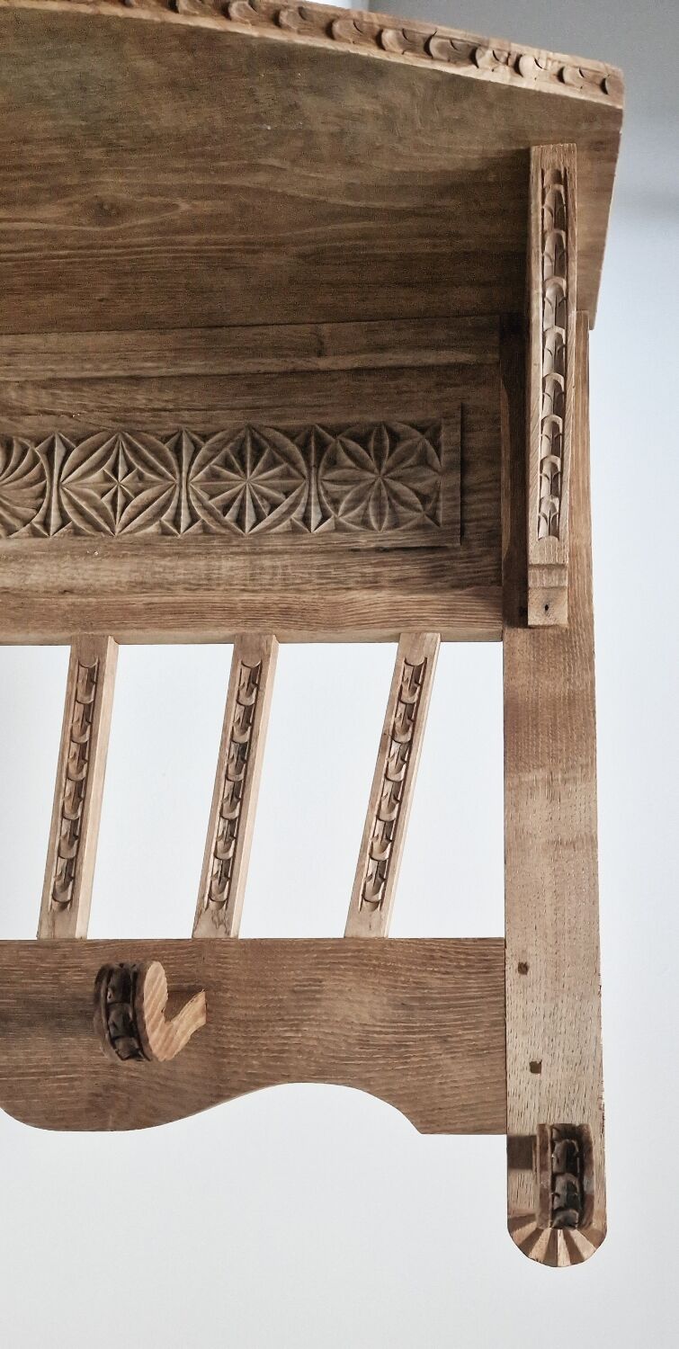 Old carved wood wall shelf