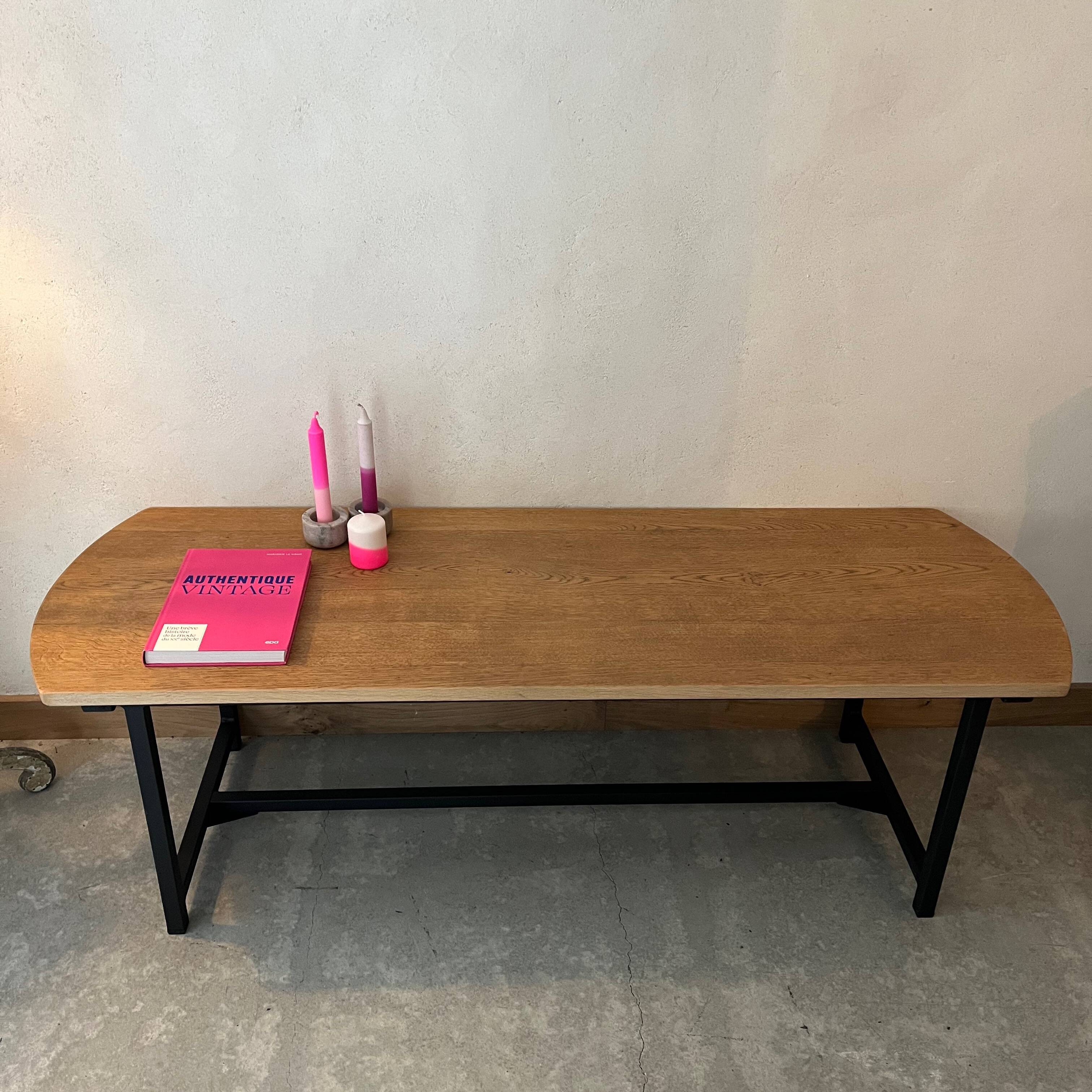 Wooden coffee table with metal legs