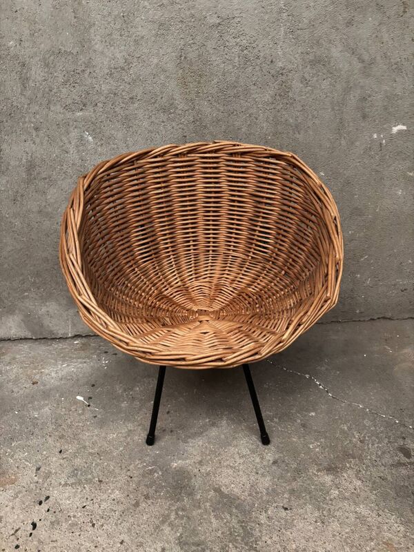 Fauteuil enfant en osier vintage design