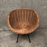 Fauteuil enfant en osier vintage design