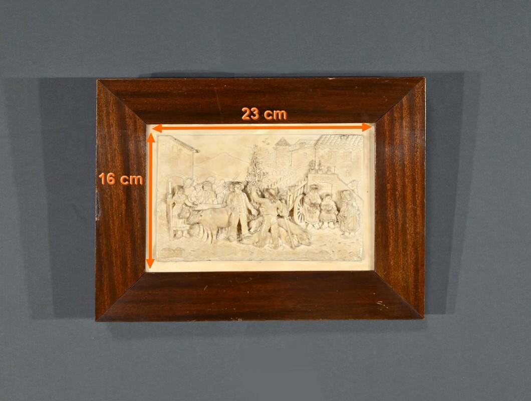 Bas-Relief Painting in Petrified Limestone, signed CF.Becker – Late 19th century