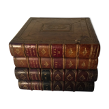 Stacked book ice bucket made of wood and leather