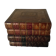 Stacked book ice bucket made of wood and leather