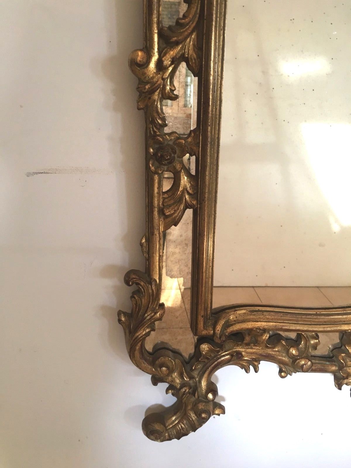 Gilded wooden rockery mirror XX century 140x83cm