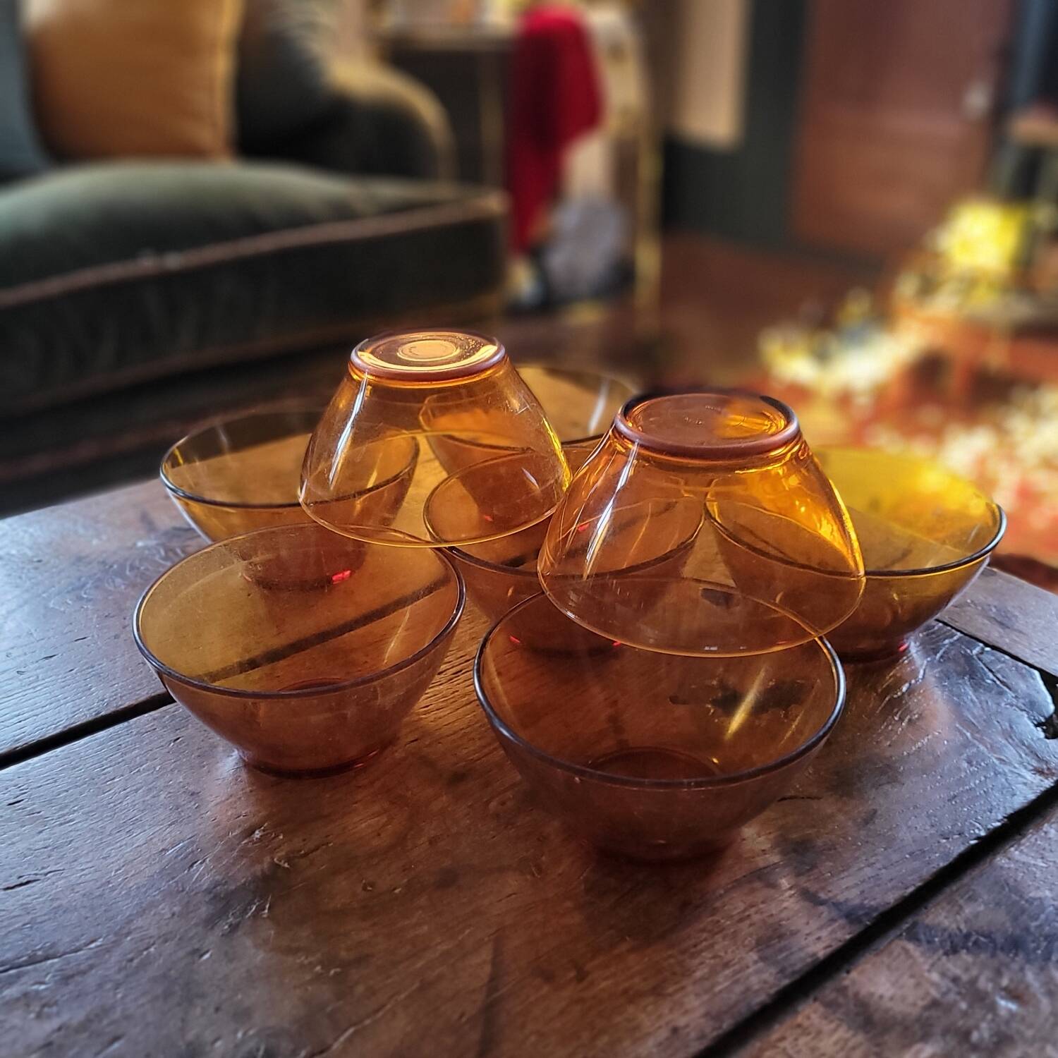 VINTAGE DURALEX Bowls - Amber I.R.R. Tempered Glass