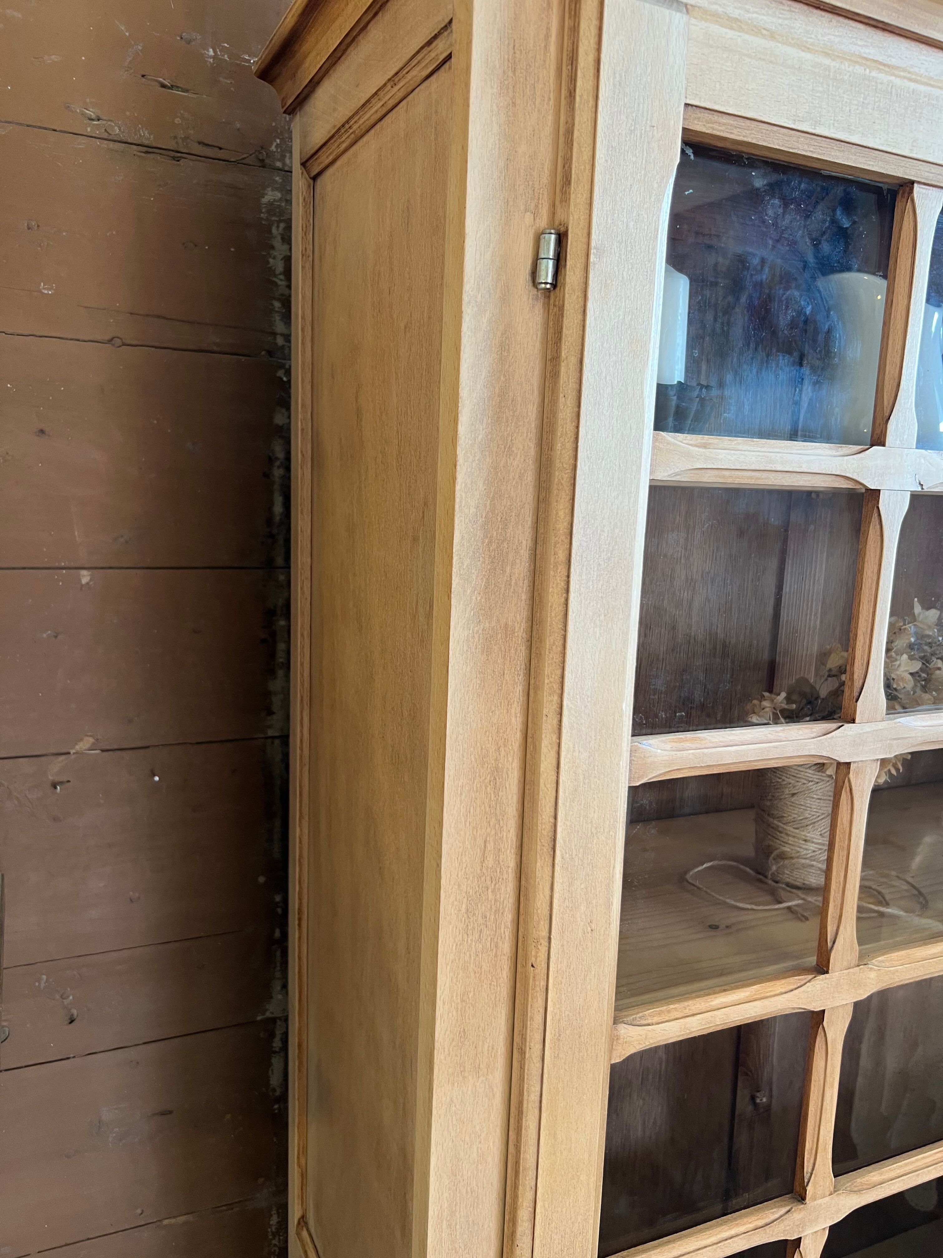 Small raw wood display cabinet