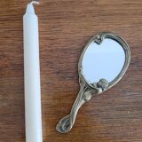 Art Nouveau brass hand mirror