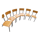 Set of 6 wooden and iron chairs