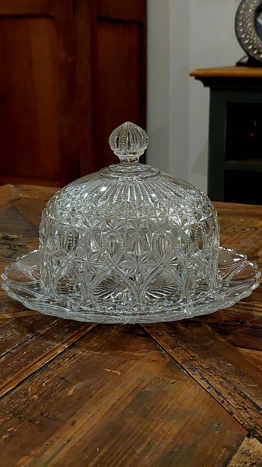 Vintage pressed glass bell jar