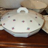 Old service 28 pieces porcelain KG Keller and Guérin Lunéville France decorated with flowers Rosita XIXth Century