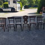 Set of six mismatched Baumann bistro chairs