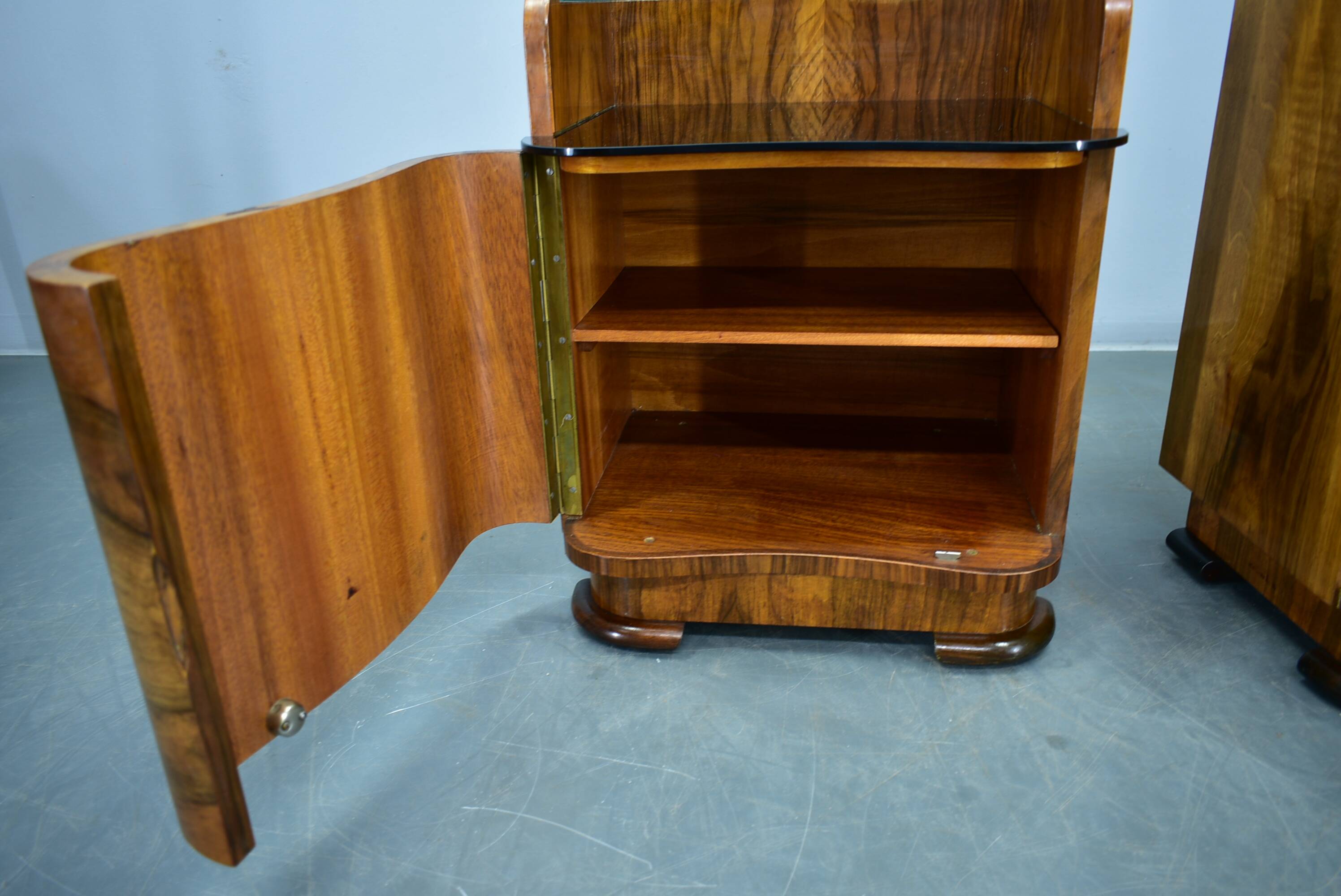 1940s pair of Art Deco bedside tables, Czechoslovakia