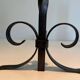 Pair of Neoclassical Fire Dogs in Wrought Iron with Twisted Columns, Finials