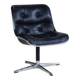 Black leather office chair by Charles Pollock for Knoll