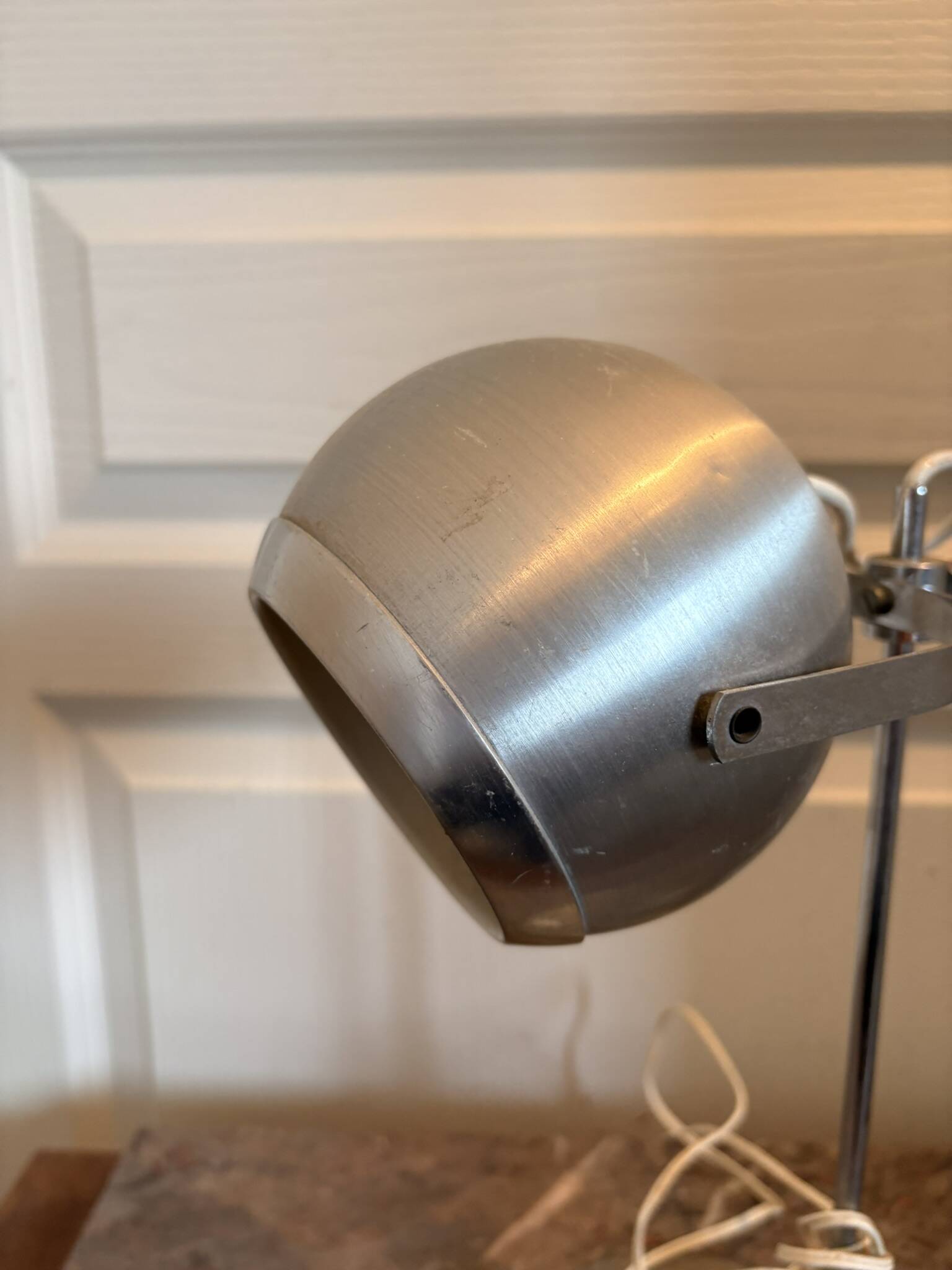 Old Vintage Retro Industrial Silver Metal Eyeball Lamp