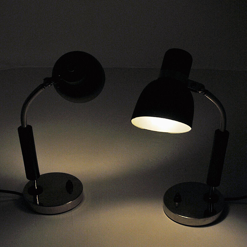 Black and classic pair of metal table lamps 1940s- Sweden
