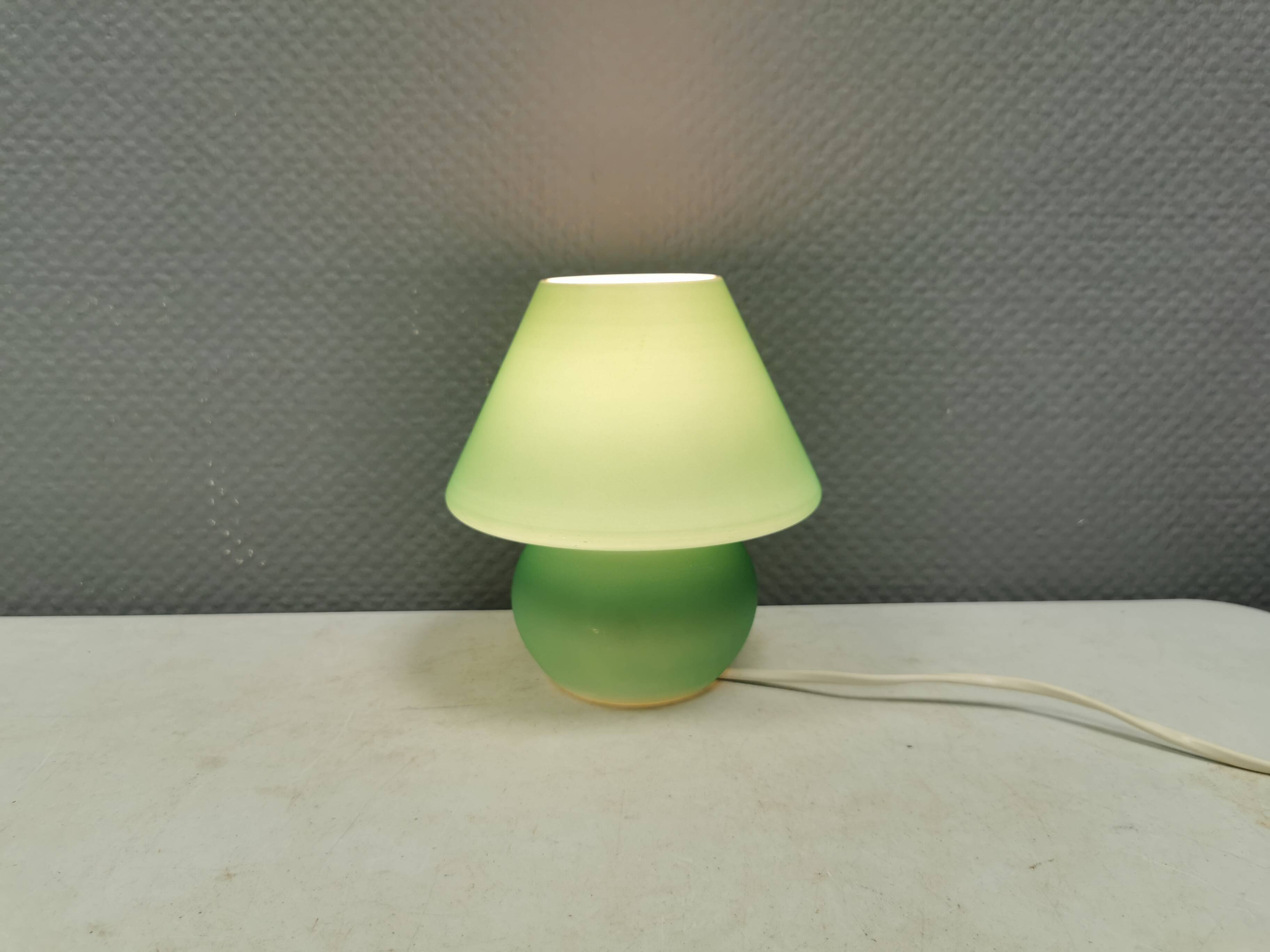 Retro green 'mushroom' table lamp, Danish from the 1980s-90s.