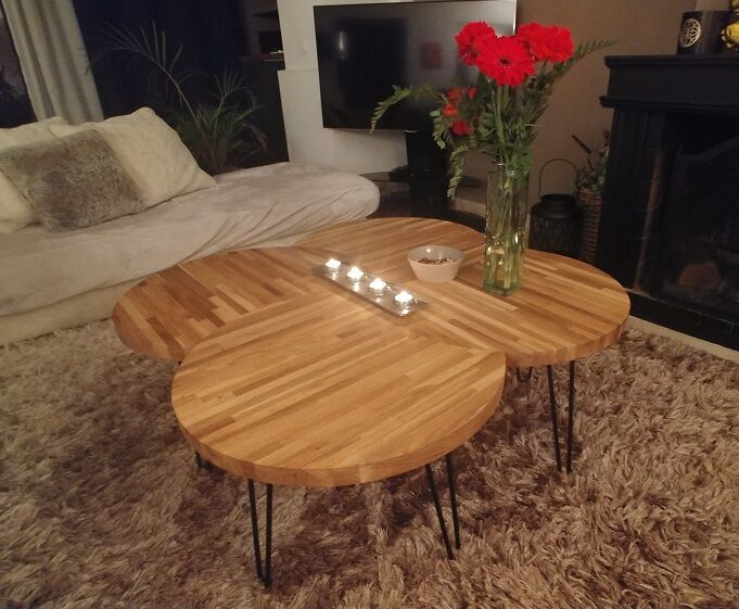 Industrial-style solid wood modular coffee table