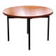 Vintage round table in blond mahogany by Gérard Guermonprez Editor Magnani, metal base