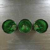 Set 3 glasses green bottle