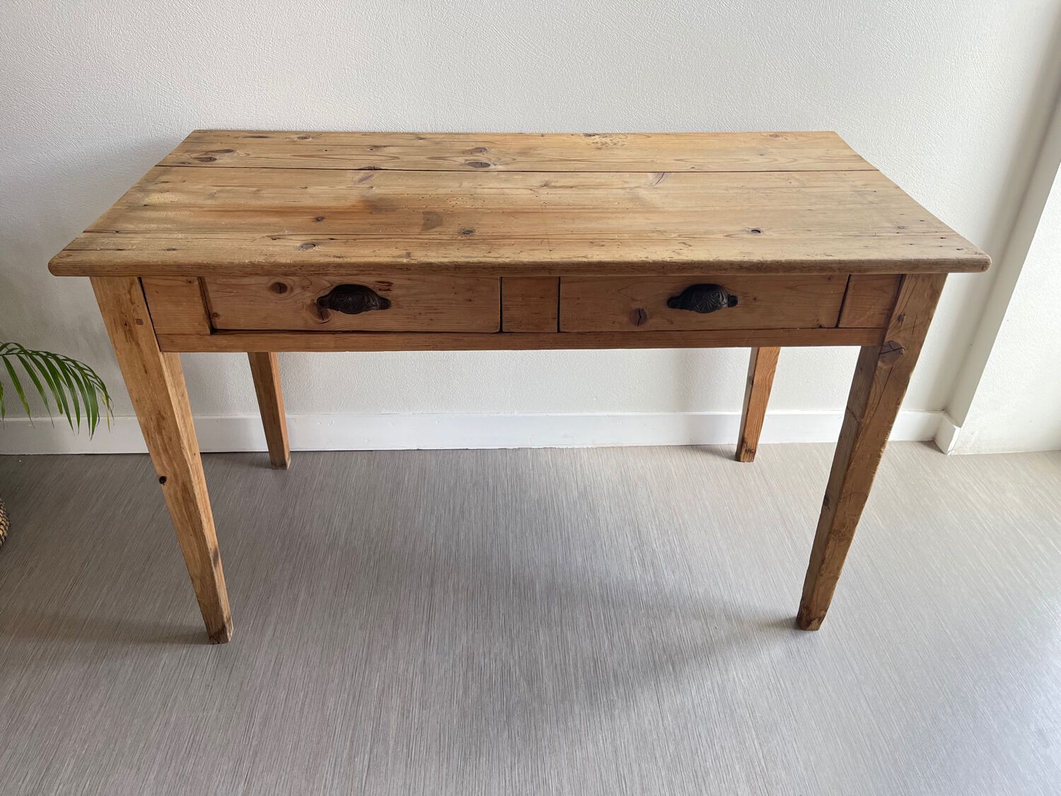 Patinated wooden farmhouse table