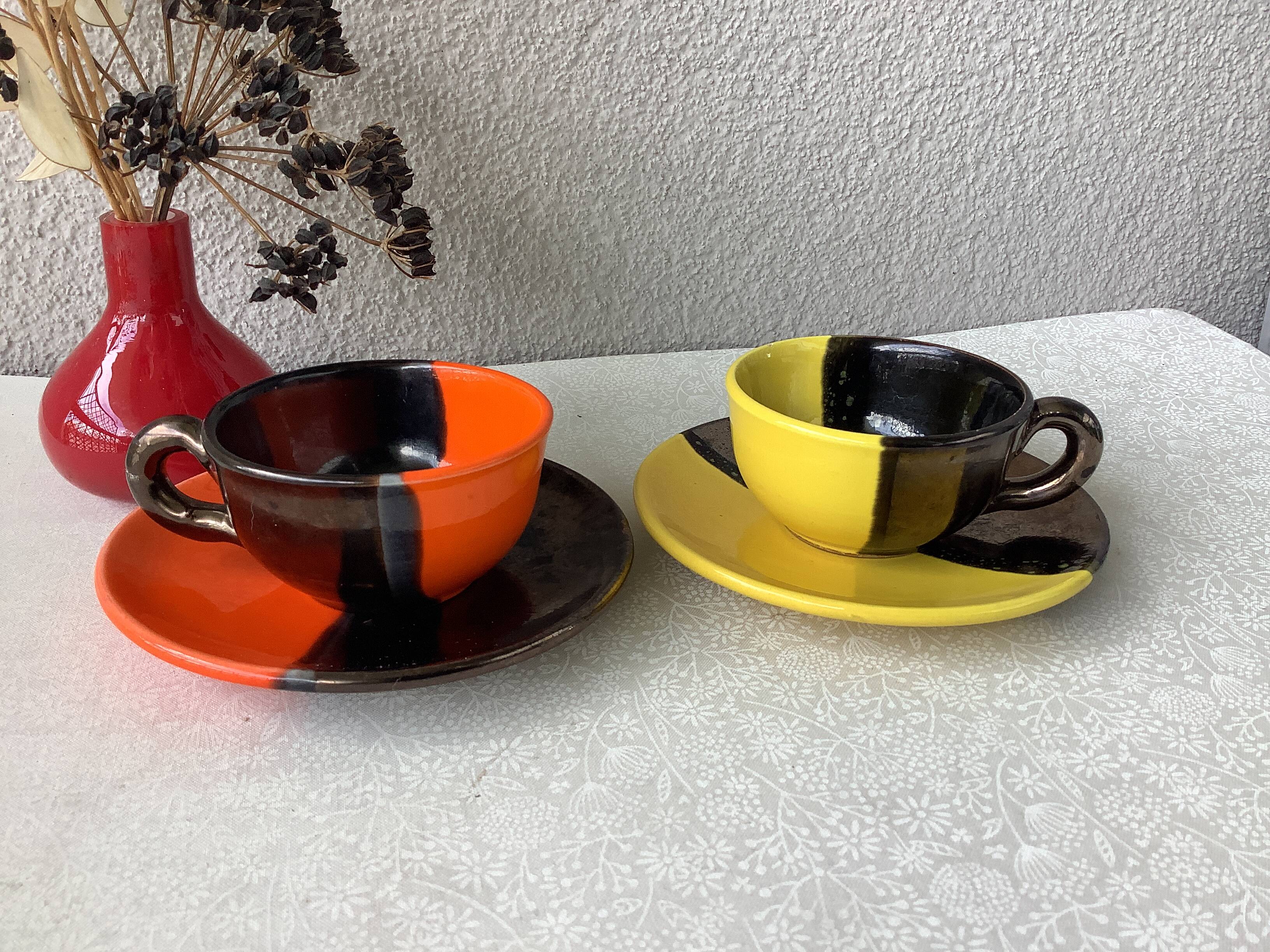 Set of 2 two-tone Vallauris Gaby Ceram cups