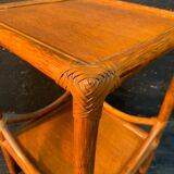 Side table, rattan, Maugrion design 1970