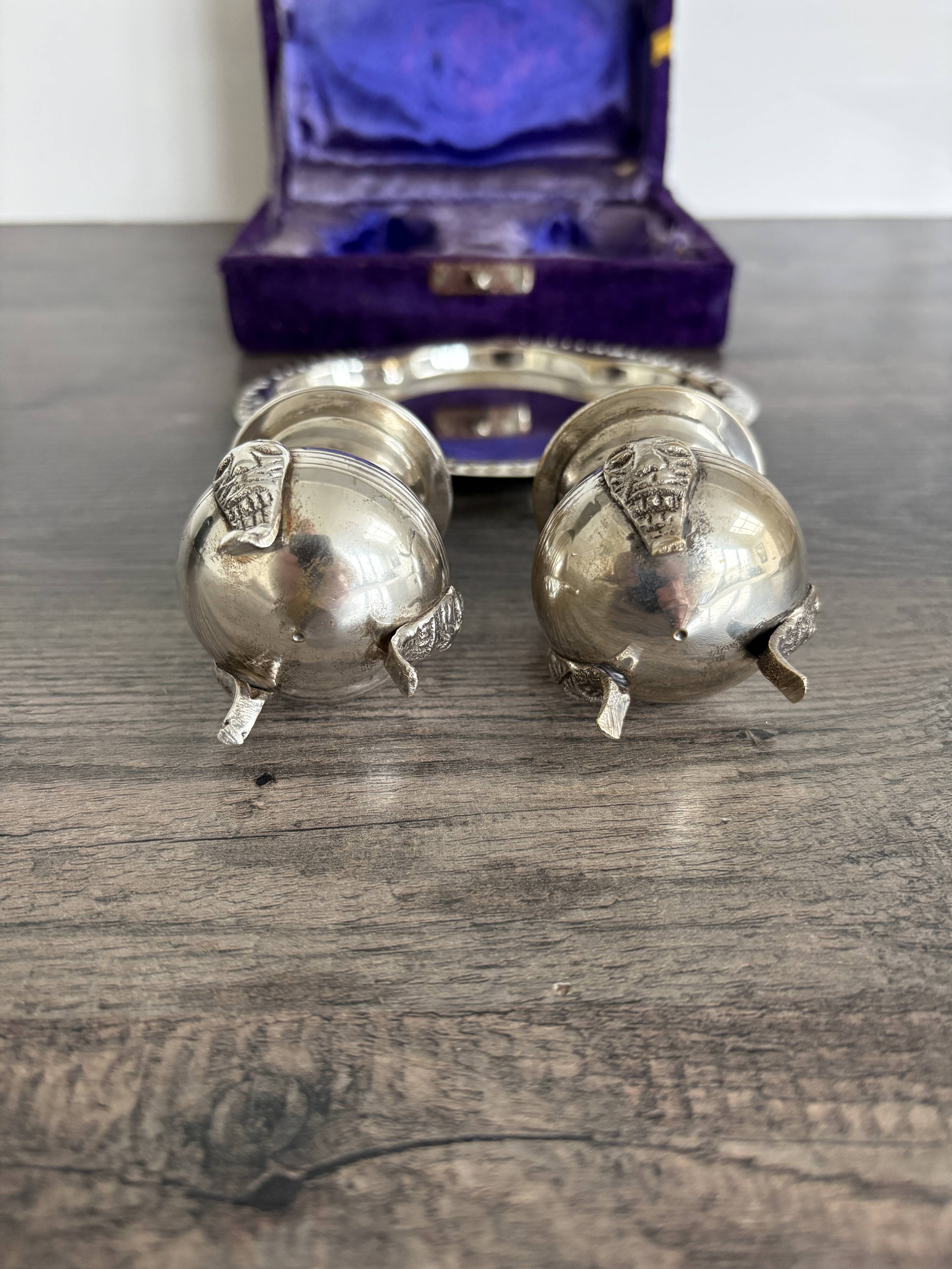 Vintage Salt and Pepper Shaker Set on Tray