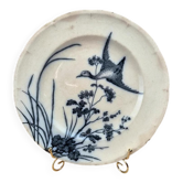 Antique Longwy plate – Japanese model – black and white bird decoration