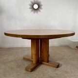 Large solid wood table 140 cm, vintage Scandinavian 70s design
