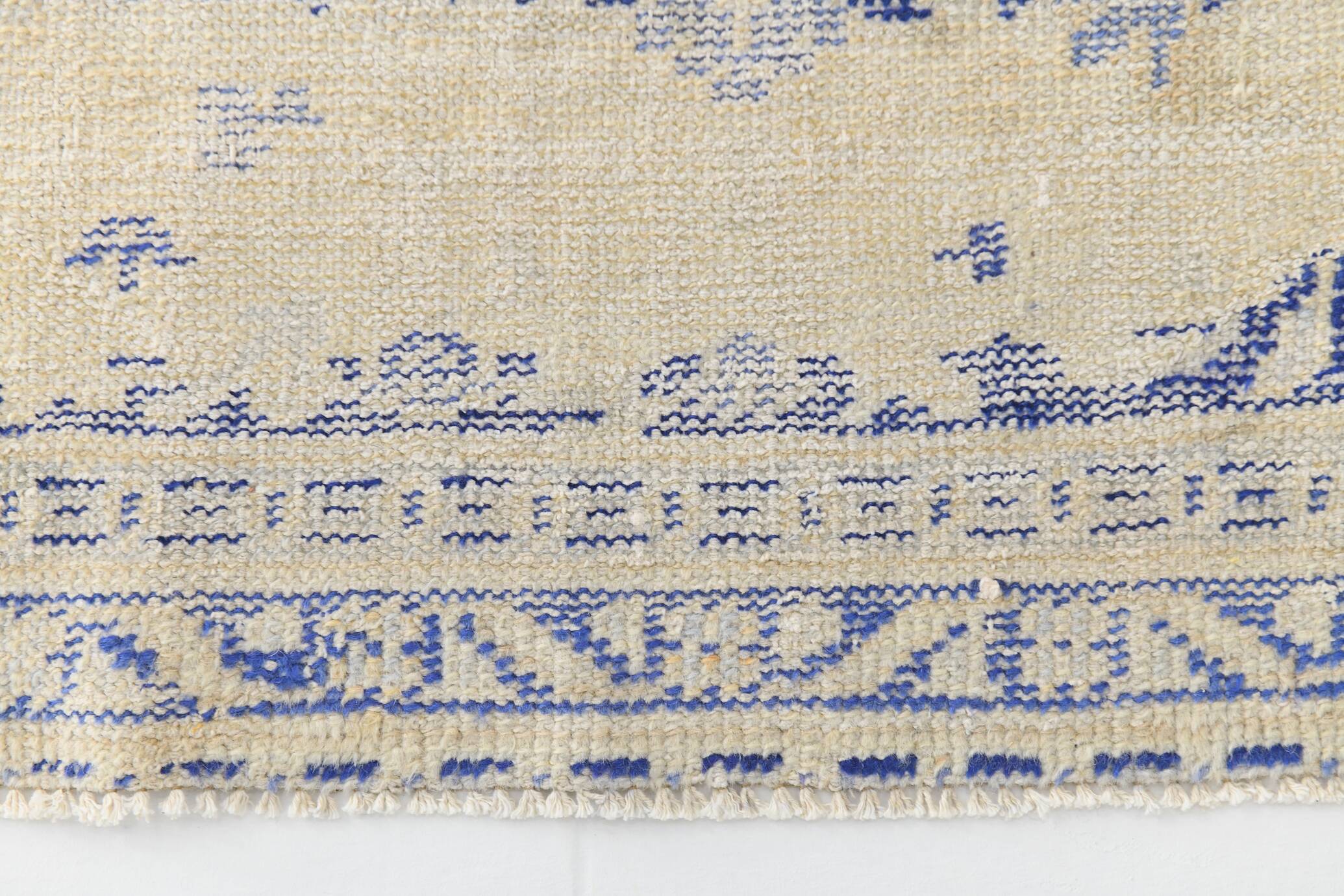 3x12 Blue & Beige Antique Vintage Runner Rug, 80x369Cm SK 23836