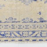 3x12 Blue & Beige Antique Vintage Runner Rug, 80x369Cm SK 23836