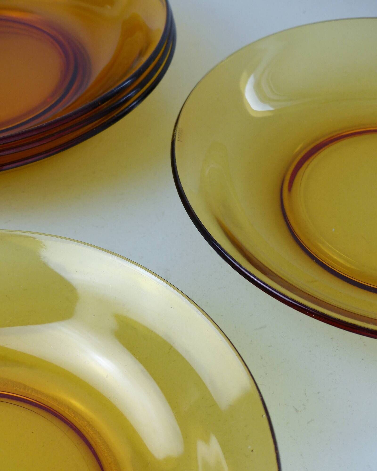 Set of 6 Vereco orange smoked glass plates