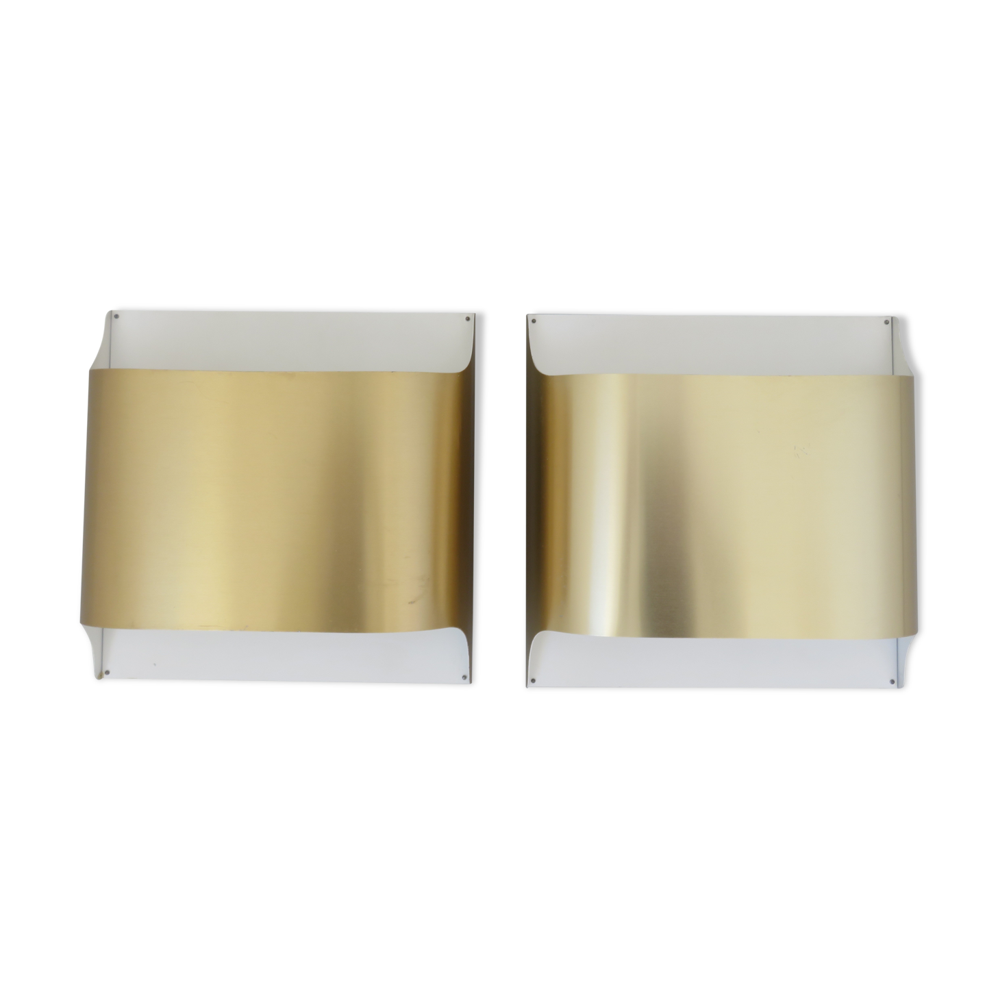 Pair of wall lights "Staff" in golden brass, 70's