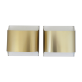 Pair of wall lights "Staff" in golden brass, 70's