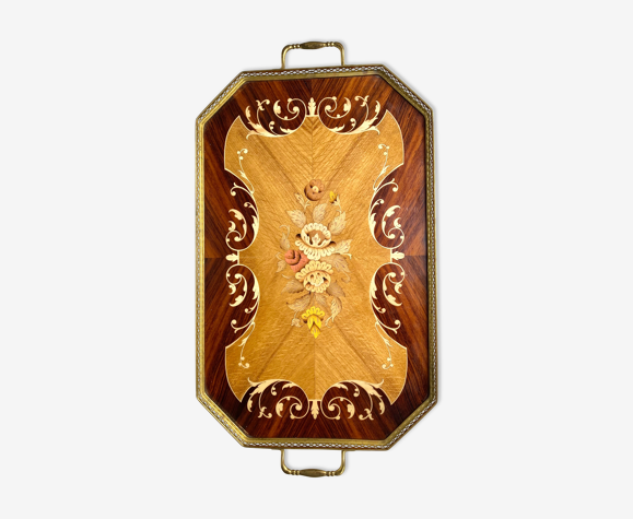 Plateau en bois marqueterie italienne