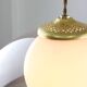 Space-age italian brass, opaline and plexiglass pendant lamp