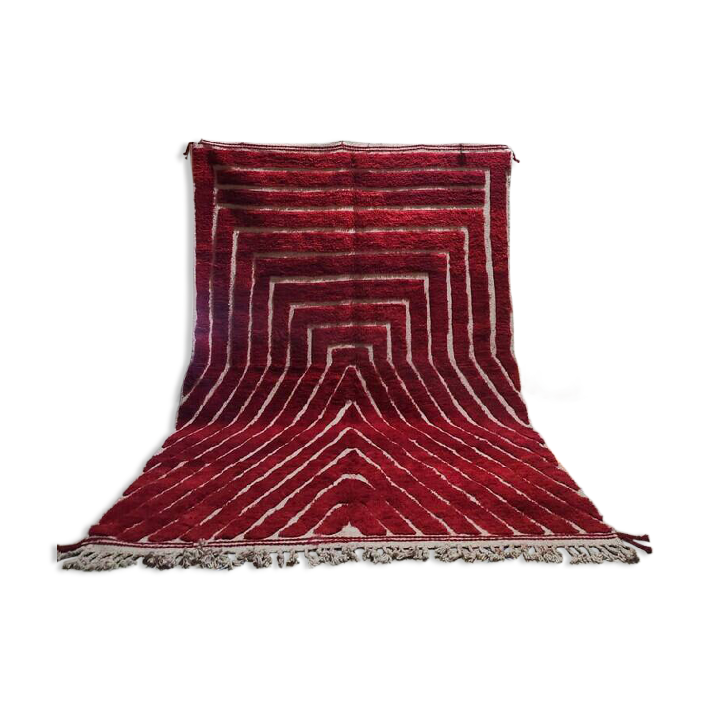 Off-white Moroccan rug with geometric patterns, 200cm x 300cm