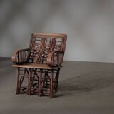 Handcrafted rattan and palm armchair, circa 1950