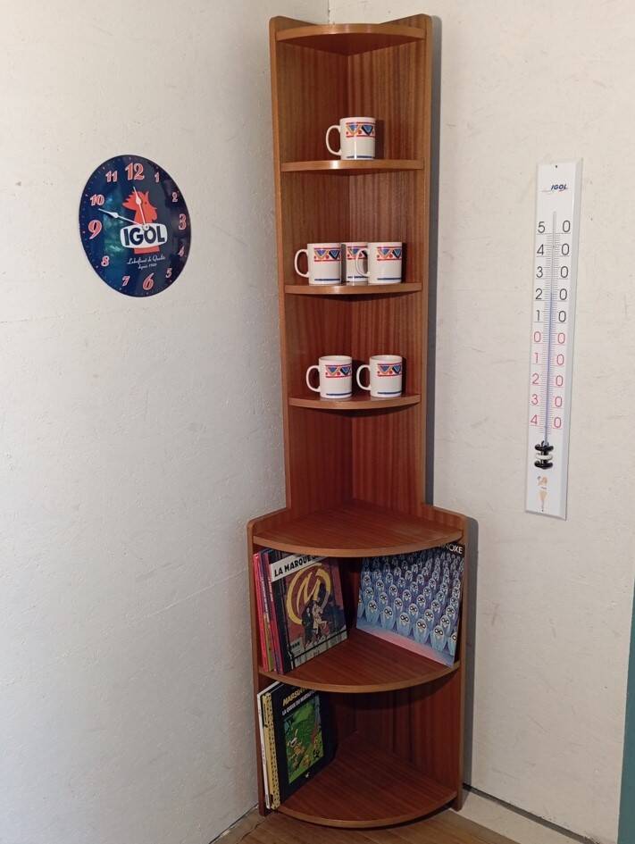 1960s teak corner shelf unit