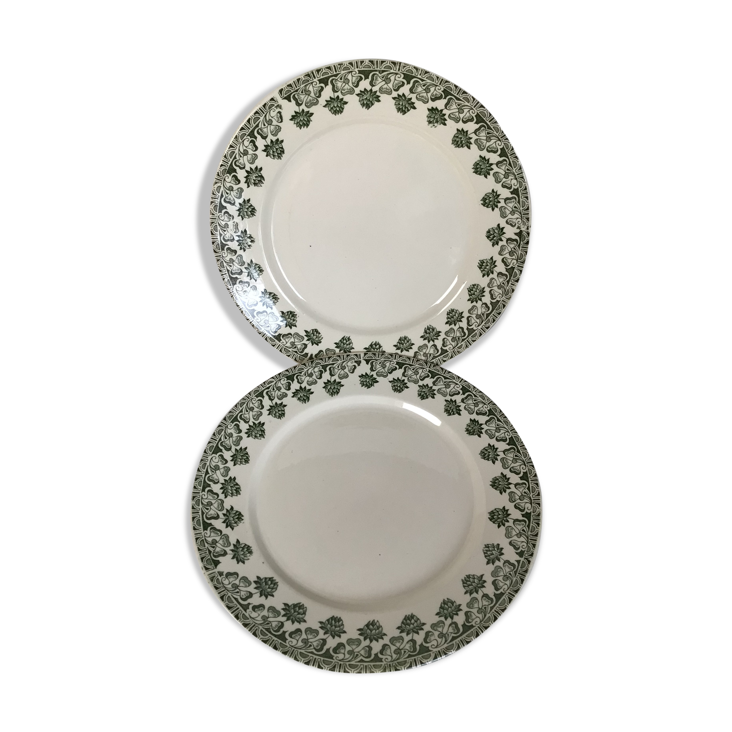 2 Flat Plates Iron Earth Badonviller khaki clover