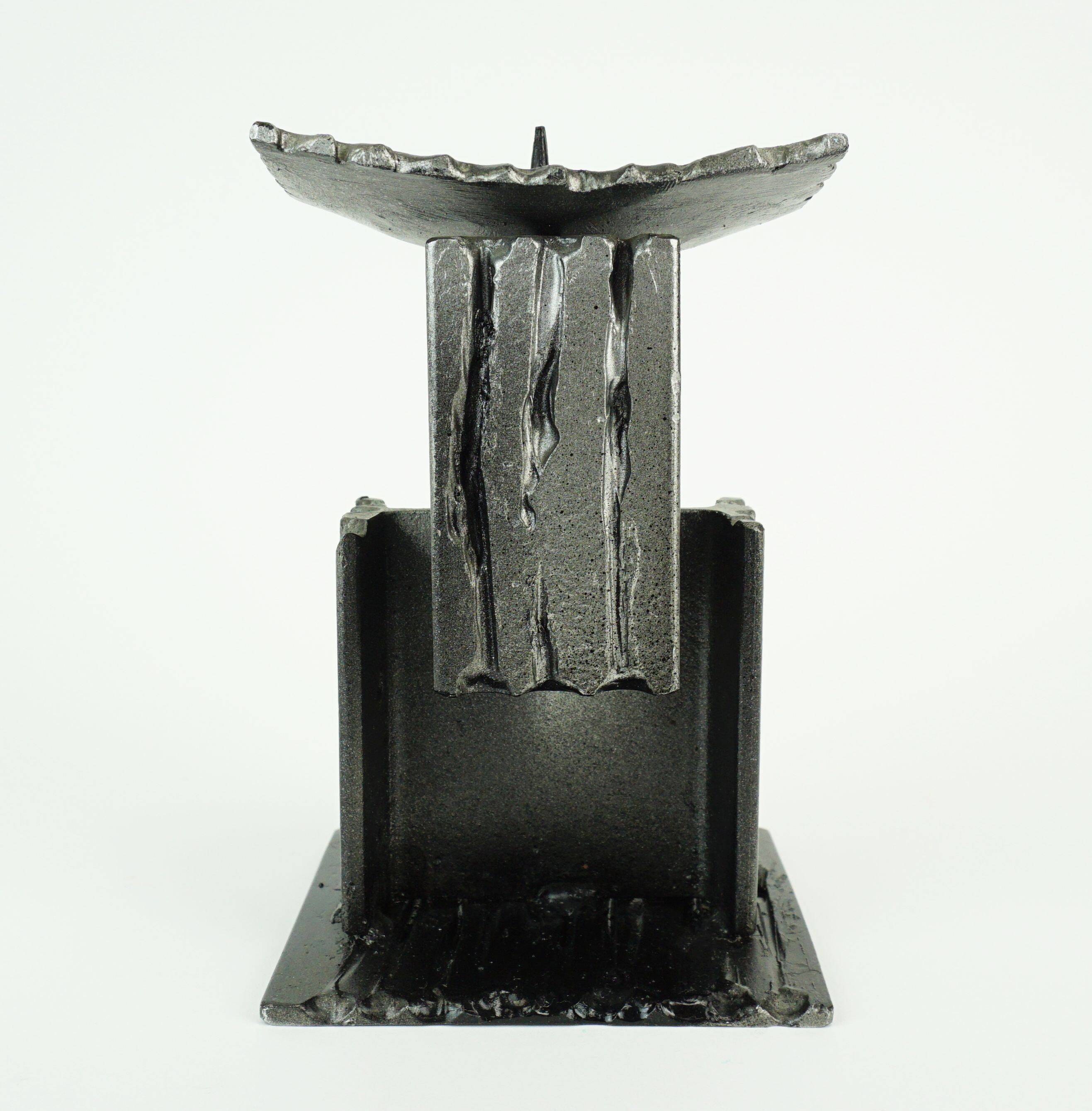 Mid century modern brutalist design iron candle holder