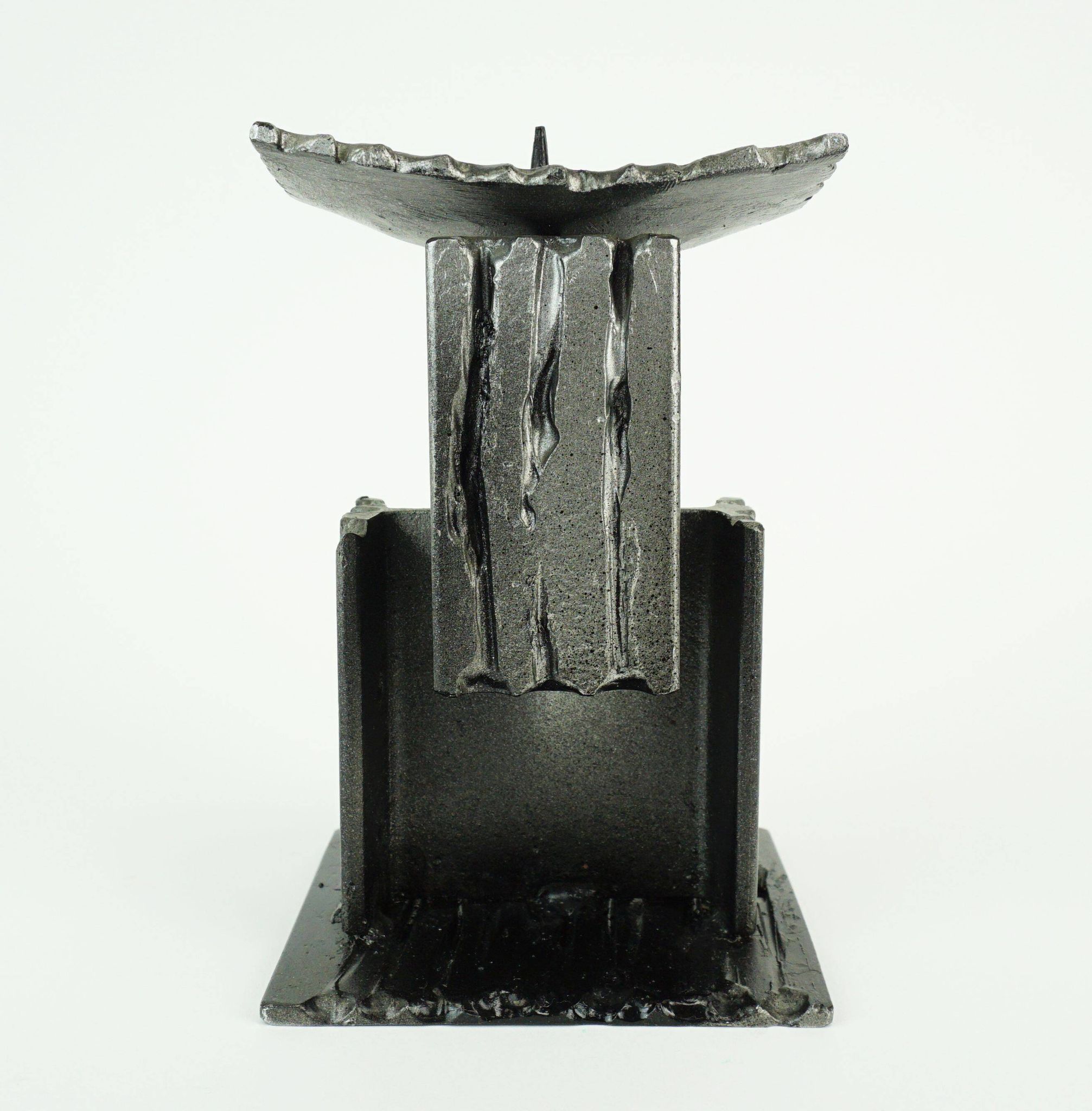 Mid century modern brutalist design iron candle holder