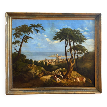 Ecole Française du XIXeme siecle - Paysage Méditéranéen, vue de Sète