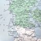 Old map Denmark Iceland Scandinavia 43x43cm from 1950