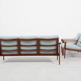 Midcentury Danish sofa set in teak by Ib Kofod Larsen - with new fabric